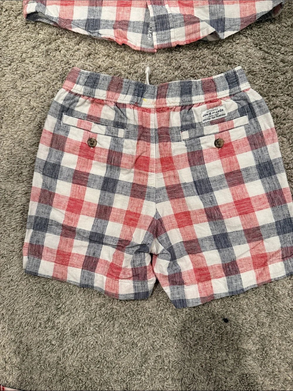 Janie and Jack Red, Blue & White Plaid Short Pajama Set